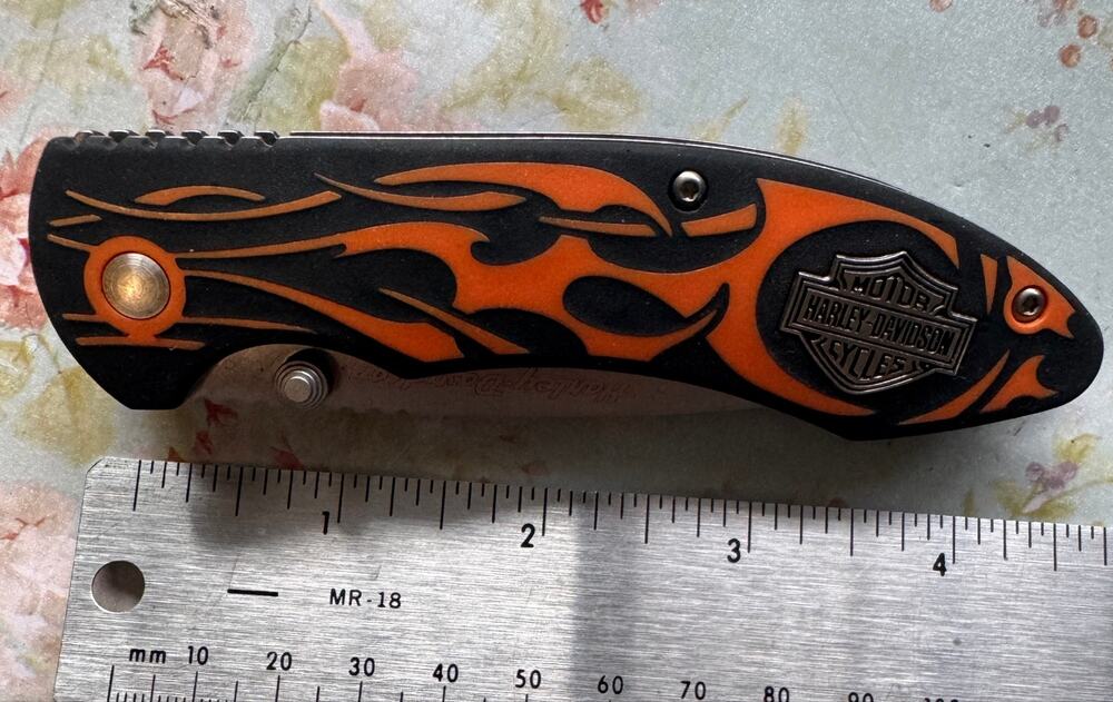 Case Tec X Harley-Davidson Folding Pocket Knife Orange Flames Black TF-1